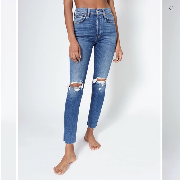 redone high rise ankle crop black